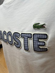 Lacoste T-Shirt Men’s M 4 White Houndstooth Graphic Spell-Out Croc Applique