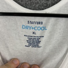 Stafford Tank Mens XL Dry+Cool Tagless Undershirt 4 Pack Ribbed White Basic