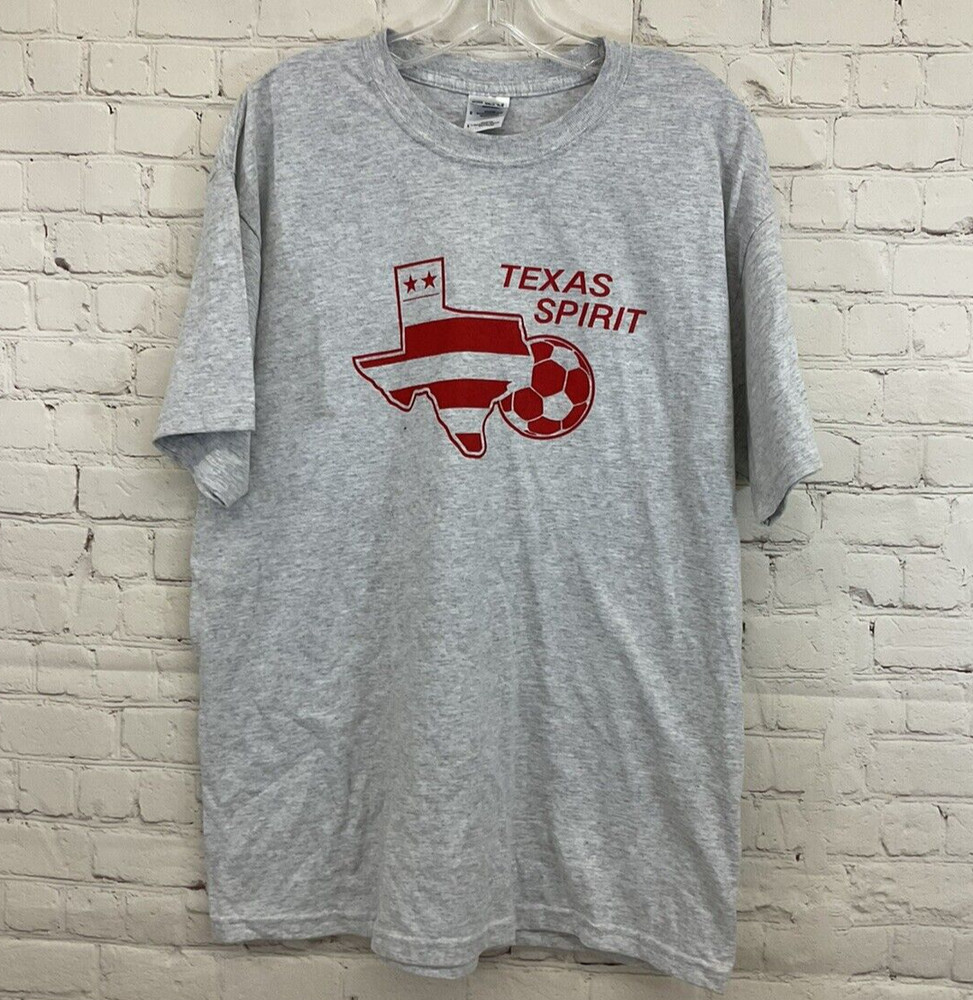 Gildan Adult Unisex DryBlend G800 Texas Spirit Soccer L Heather Gray Tshirt New