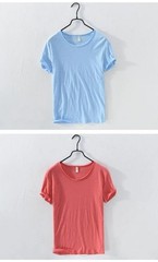 Retro Raw Edge T-Shirt for Men, 100% Cotton, Lightweight,Breathable,Slim-fit