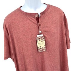 Jachs Short Sleeve Henley Shirt Washed Red Signature Soft Touch Men’s 3XL NWT