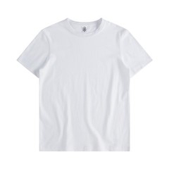 Mens summer fashion white cotton short-sleeved T-shirt pure color