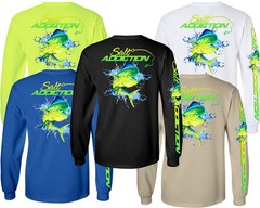 Salt Addiction Saltwater Dolphin Fishing Long Sleeve T Shirt Mahi Mahi Cotton