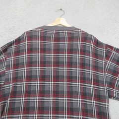 Eddie Bauer Henley Lounge Shirt Mens LT Gray Plaid Cotton Cabincore Lodgewear