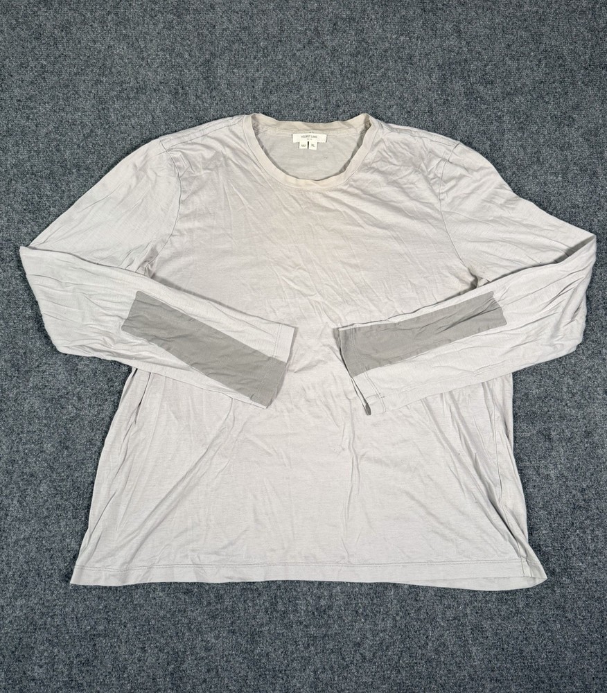 Helmut Lang Womens XL Gray Mercerized Cotton Long Sleeve Designer Minimalist Top