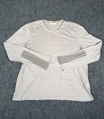 Helmut Lang Womens XL Gray Mercerized Cotton Long Sleeve Designer Minimalist Top