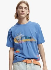 Scotch & Soda x Abel Macias Embroidered T-Shirt Cotton Men LG “The Sun Comes Up”