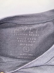 BYLT Premium Basics Men’s T-Shirt Large L Dark Grey Basic Crew Split Hem Tee