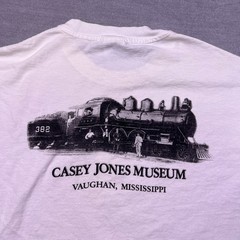 Vintage Hanes Mens White Casey Jones Museum Vaughan Mississippi T-Shirt Size XL