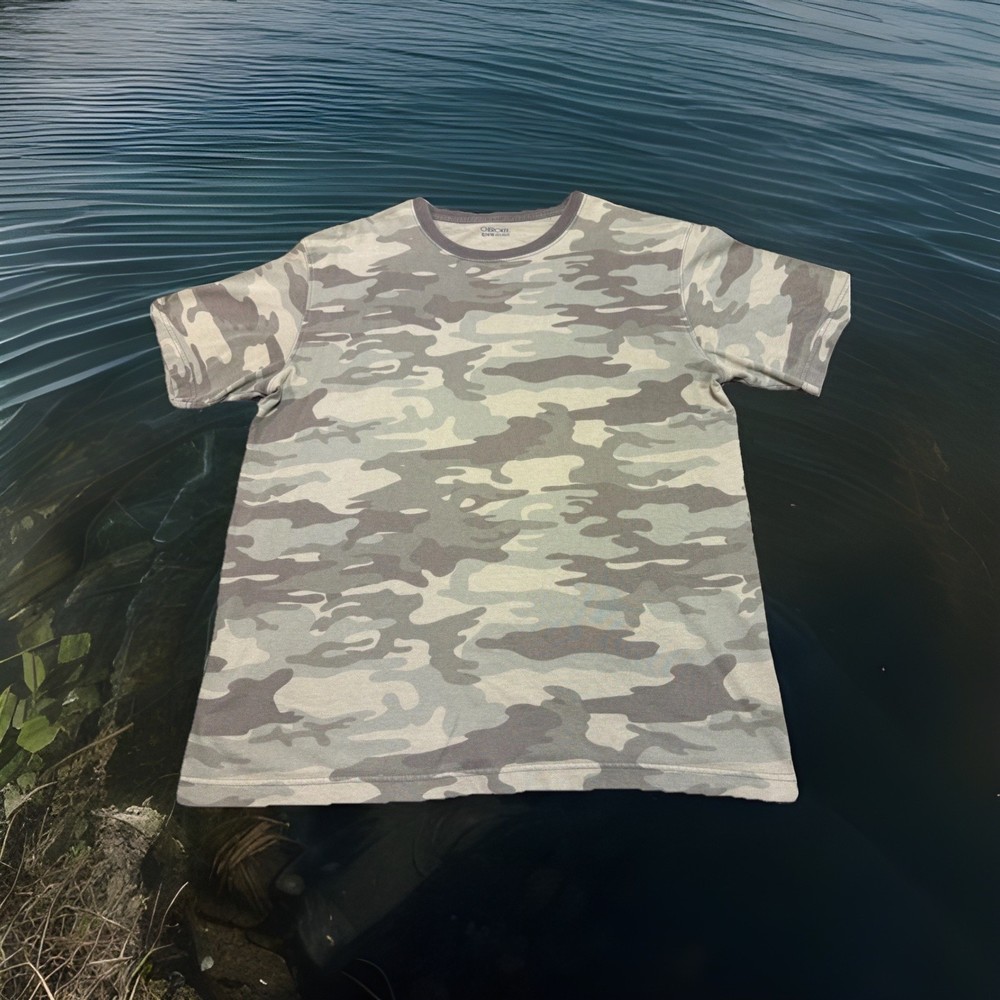 Woodland Camo Shirt XL Cherokee Camouflage Vintage EUC Ringer