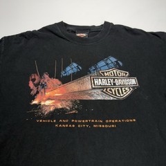 Vtg Harley Davidson Mens T-Shirt XL Black Steel Mill Logo Kansas City MO Biker