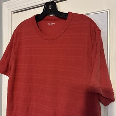 Old Navy Crewneck Red Ribbed Shirt Mens Size Large Cotton/Poly Blend