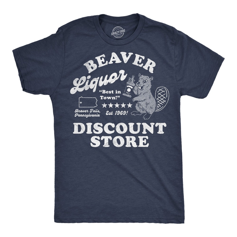 Mens Funny T Shirts Beaver Liquor Discount Store Sarcastic Adult Joke Graphic