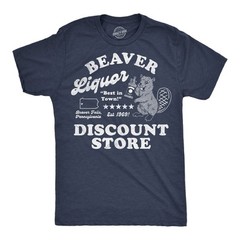 Mens Funny T Shirts Beaver Liquor Discount Store Sarcastic Adult Joke Graphic