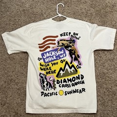 Diamond Cross Ranch White T-Shirt Tee Men’s Size Med Jackson Hole Wyoming Cowboy