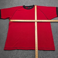 Vintage C-Two Ringer T Shirt XL Red Black Raglan Stitch Blank Ribbed Knit Y2K