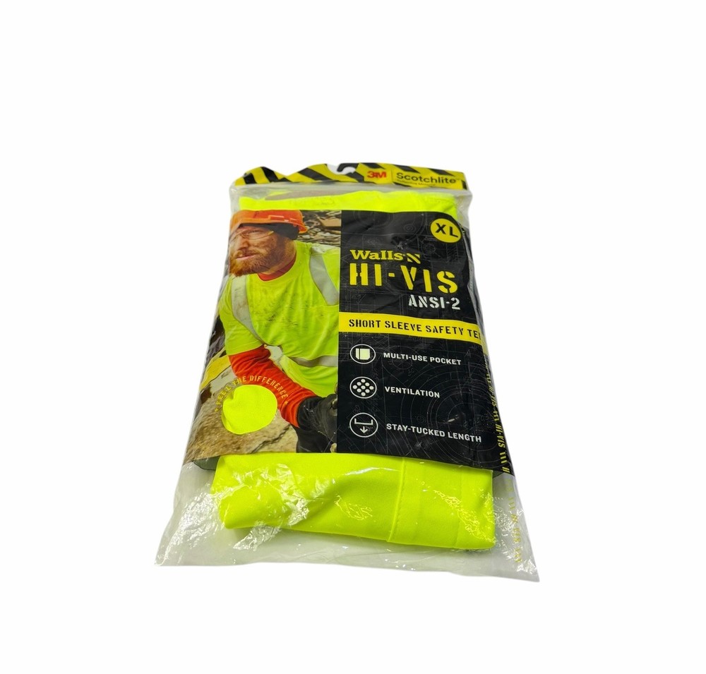 3M Scotchlite Walls Hi-Vis Ansi-2 Safety Size XL Short Sleeve Pocket T Shirt NEW