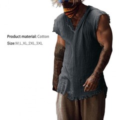Men Vest Solid Color Casual Leisure Individual Old Style Loose Type Ripped Edge