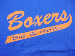 BOXER’S BAR & GRILLE T-SHIRT Blue T-Shirt Size XL Cotton/Polyester Blend LQQK!