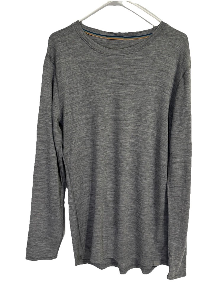 Meriwool XL Layers Mens Merino Wool Base Layer Top Charcoal Gray LS Shirt