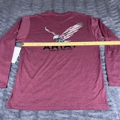 Ariat USA Wings Long Sleeve Tee Burgundy Heather Patriotic Eagle L 10034367S1