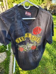 Guns N’ Roses Swag Brand Burnout Tee – Embroidered Rose Detail Size XL
