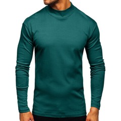 Zonbailon men’s t-shirt middle collar solid color bottomed t-shirt long sleeve
