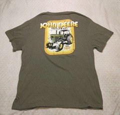 John Deere Since 1837 Graphic Print Shirt Mens X-Large Gray Olive Tractors Tee