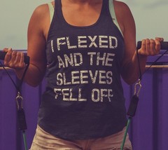 Mens I Flexed and The Sleeves Fell Off Tank Top Funny Sleeveless Gym Workout