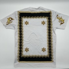 Damati Los Angeles Lion Shirt Mens Small White Gold Black Polyester Viscose
