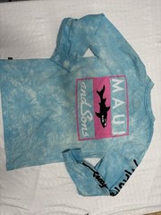 Maui and Sons Vintage Graphic Tee Aqua Blue Size Small Long Sleeve Mineral Wash