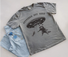 ANYWHERE BUT HERE | COMFORT COLORS® TEE| FULLY RACOON ALIEN UFO T-SHIRT | WEIRD