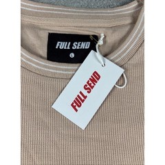 Full Send Tan Striped Collar Waffle Knit Shirt Size Large New