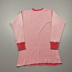 Hanes Thermal Shirt Mens L/XL Red White Waffle Knit Long Sleeve VTG 70s 2-Tone