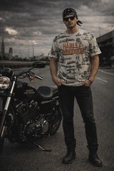 Harley Davidson T-Shirt Old Fashion Motorcycles Print Mens Large HD Harley Shirt