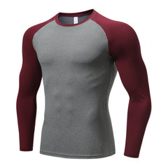 2 Packs Athletic Long Sleeve Compression Shirts Dry Fit Sports Gym Shirt Red