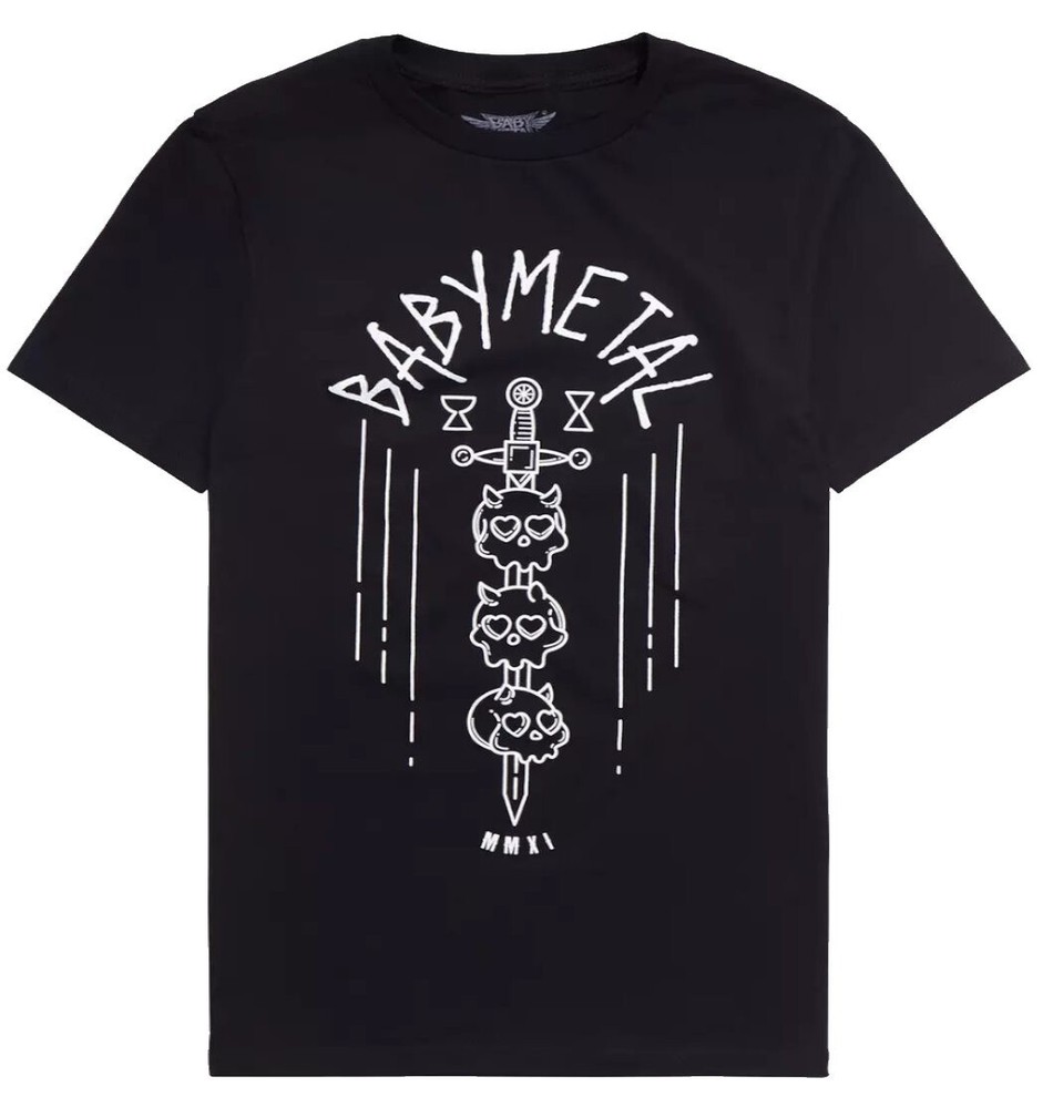 Babymetal MMXI Adult T-shirt – Baby Metal Sword n Skulls Tee New/Official