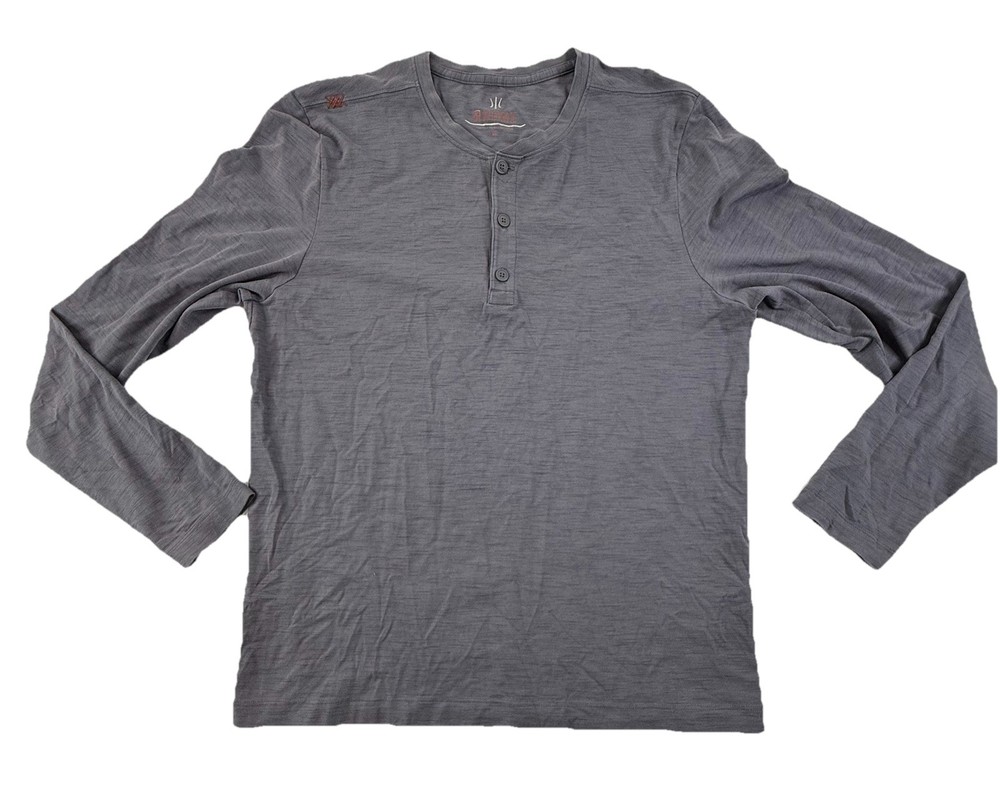 Rhone Long Sleeve Henley Shirt Heather Gray Mens Medium Stretch Pima Cotton