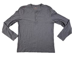 Rhone Long Sleeve Henley Shirt Heather Gray Mens Medium Stretch Pima Cotton