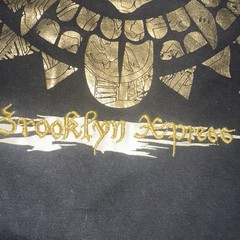 Vtg Y2K Brooklyn Xpress Shirt Mens XL Oversize Embroidered Foil Aztec Express