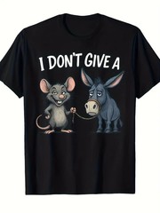 I Don’t Give A Rats Ass T-Shirt Funny Donkey Mouse Pun Graphic Tee Black Unisex