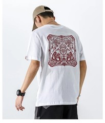 Men Embroidered Dragon T Shirt Chinese Style Streetwear Crew Neck Summer Tee Top