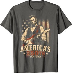 Abraham Lincoln America’s 250th Anniversary Guitar Patriotic T-Shirt 1776-2026