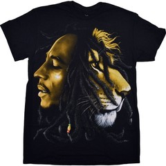 [Limited Edition] Vintage Bob Marley Profiles Black T-Shirt Liquid Blue
