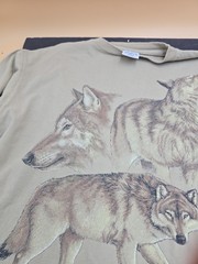 VTG 90s Wolf Graphic Print Sansegal Black Hills South Dakota T Shirt XL USA