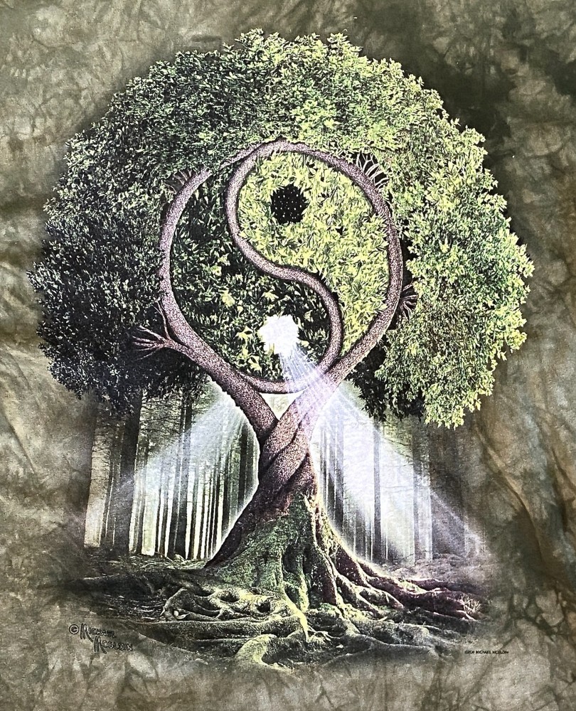 Yin Yang Tree of Life 3D Tees By The Mountain T Shirt Mens 2XL T Shirt