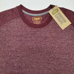 Foundry Men BIG 2XL Burgundy Jaspe Long Sleeve Raglan Baseball Shirt NEW