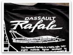 Dassault Rafale Fighter Jet T-Shirt – Embroidered Badge & Jet Views Back Print