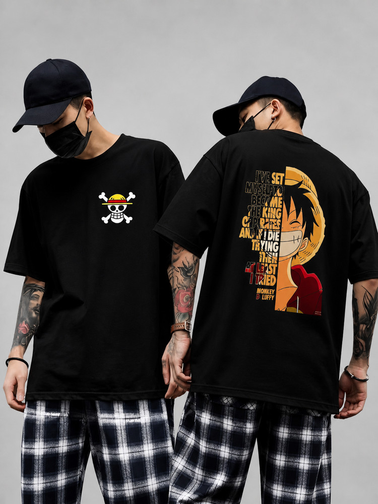 Japanese Anime Men’s Oversized T-Shirt Y2K Harajuku Graphic Print Streetwear Tee