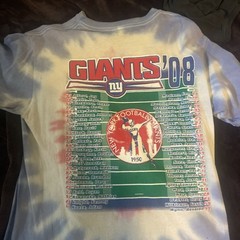 Y2K 2008New York Giants NFL Tie Dye All Over Double Sided T-shirt Red Blue Sz L